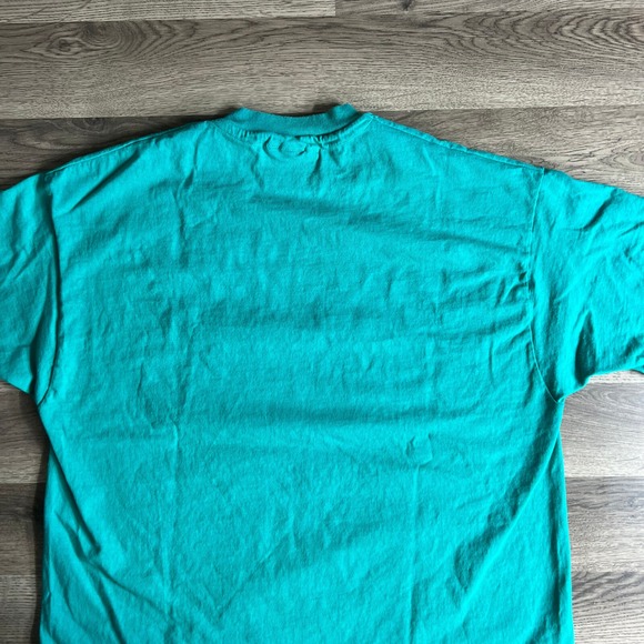 VTG Knight Crest T Shirt Mens Large Teal Family Single Shield Stitch Made in USA - Picture 8 of 14